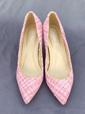 Charlies By Charlie David Pink Tweed Pointed Slip-On Kitten Heel Nyc AG